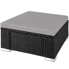 Tectake Rattan-Sitzhocker 53 x 53 x 26 cm schwarz/grau