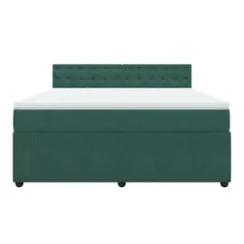 vidaXL Boxspringbett mit Matratze Dunkelgrün 180x200 cm Samt