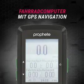 Prophete Fahrradnavigationssystem, GPS Computer, 14 Funktionen, inkl. Lenkerhalterung,