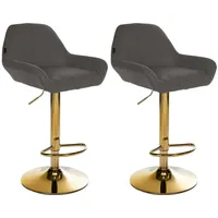 CLP 2er Set Barhocker Braga Gold Stoff dunkelgrau