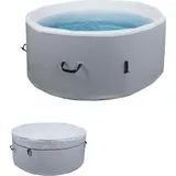 Mendler Whirlpool HWC-N97, Ersatz-Pool 4 Personen, In-/Outdoor aufblasbar Dropstitch-Gewebe, rund Ø150cm grau-weiß