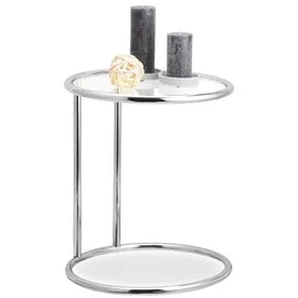 Relaxdays Beistelltisch rund Silber,Transparent