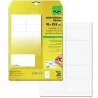 Sigel LA216 Etiketten selbstklebend, bedruckbar, wieder rückstandsfrei ablösbar, weiß,