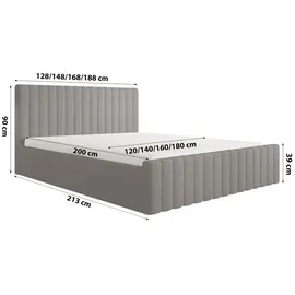 FEDVE Polsterbett Doppelbett Safi Modern Bett Bettkasten Schlafzimmer 180x200 cm Olivgrün (Abriamo 1 - Bouclé) - Grün