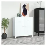 furnicato Spind Aufbewahrungstruhe im Industrial Style 90x40x100 cm Weiß (1-St) Aktenschrank mit höhenverstellbaren Regalfächern für das Büro weiß