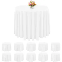 10 Stück runde Kunststoff-Tischdecke 96 Zoll weiße Tischdecken PEVA Wasserabweisende Tischdecken, geeignet für runde Tische mit Einer Größe von 7 Fuß oder Kleiner als 7 Fuß (weiß)
