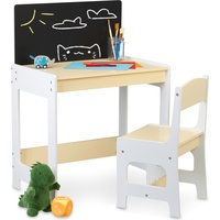 Relaxdays, Kinderstuhl + Kindertisch, Kindersitzgruppe mit Tafel (Kindersitzgruppe)
