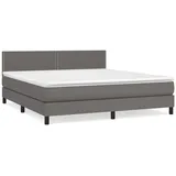 vidaXL Boxspringbett mit Matratze Grau 180x200 cm Kunstleder