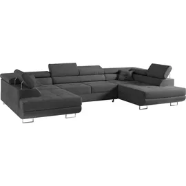 MKS Meble Ecksofa Dunkelgrau mit Bettkasten
