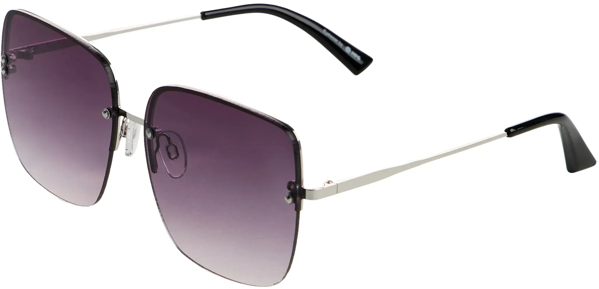 Sonnenbrille LAURA SCOTT, Damen, grau, Sonnenbrillen Sonnenbrille, randloses Trapez-Design, silber glänzende Bügel, Filterkategorie 3