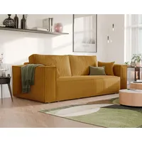 Freistehendes Polstersofa BALI mit Schlaffunktion und Stauraum Wohnzimmersofa Couch Schlafsofa modernen Sofa Moderner Cordstoff Senfgelb - Gelb