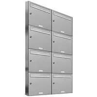 AL Briefkastensysteme Edelstahl Briefkastenanlage 8 Fach Silber