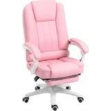 Vinsetto Bürostuhl mit Fußstütze, Schreibtischstuhl mit Liegefunktion Rollen, Höhenverstellbarer Drehstuhl, Computerstuhl für Bür... - Rosa 65L x 68B x 107-116H cm