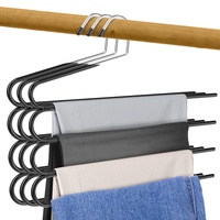 Hosenbügel, mehrere Hosenbügel, platzsparend, 4 Etagen, platzsparend, Metall-Kleiderbügel für Hosen und Jeans, rutschfeste Kleiderbügel für Hosen-Organizer (3)