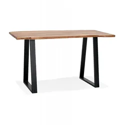 Holz Metall Stehtisch RAFA mit Massiver Akazienholzplatte | Rechteckiger Hochtisch für 8 Personen | Industrial Design | Kadima Design