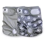 Hisprout weiblich Hund Windel wiederverwendbar waschbar Langlebig Hund Windeln Hose,Grau Footprints,M