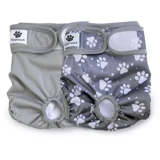 Hisprout weiblich Hund Windel wiederverwendbar waschbar Langlebig Hund Windeln Hose,Grau Footprints,M