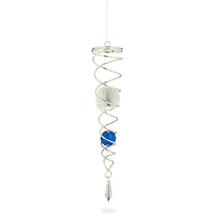 Relaxdays Windspiel mit Glaskugeln, Blau,Silber,Transparent