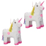 relaxdays Papierdekoration 2 x Pinata Einhorn gelb|rosa|weiß