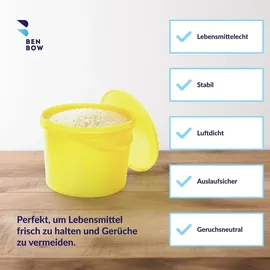 Benbow Eimer mit Deckel 10L x1 Gelb - lebensmittelecht, stabil, luftdicht, auslaufsicher, geruchsneutral - Plastikeimer mit Henkel - leer - Gelb