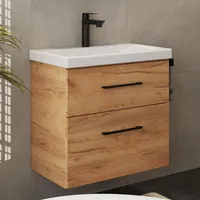Planetmöbel Waschtisch mit Unterschrank 60 cm - gold eiche