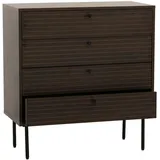 MCW Kommode MCW-N78, Sideboard Schrank, 4 Schubladen, skandinavischer Stil Metall Holz Melamin MVG 85x80x40~ dunkelbraun