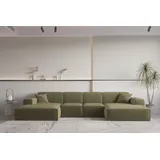 Fun Möbel Wohnlandschaft U-Form CELES PREMIUM XS in Stoff Opera Velvet Olivgrün - Grün