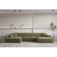 Fun Möbel Wohnlandschaft U-Form CELES PREMIUM XS in Stoff Opera Velvet Olivgrün - Grün