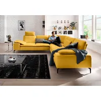 W.Schillig Ecksofa "valentinoo, Designsofa, elegant und bequem, L-Form", gelb (sunrise z73), B:318cm H:83cm T:298cm, Longlife Xtra-Leder Z73: Naturwalkleder der Luxusklasse aus den erlesensten Rohhäuten.
