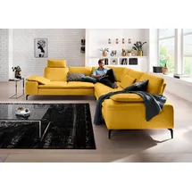 W.Schillig Ecksofa "valentinoo, Designsofa, elegant und bequem, L-Form", gelb (sunrise z73), B:318cm H:83cm T:298cm, Longlife Xtra-Leder Z73: Naturwalkleder der Luxusklasse aus den erlesensten Rohhäuten.