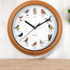 EasyMaxx Wanduhr 25,00 cm 12 Singvogelgesang beige/braun/weiß