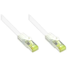 Good Connections RJ45 Ethernet LAN Patchkabel mit Cat. 7 Rohkabel und Rastnasenschutz RNS, S/FTP, PiMF, halogenfrei, 500MHz, OFC, 10-Gigabit-fähig (10/100/1000/10000-Base-T Ethernet Netzwerke) - z.B. für Patchpanel, Switch, Router, Modem - weiß, 0,15 m