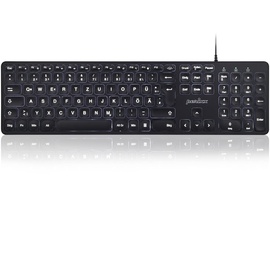 Perixx Periboard-331 Großschrift-Tastatur, schwarz, LEDs weiß, USB, DE (11900 / PERIBOARD-331BDE)