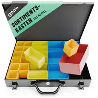 greate Sortimentskasten mit 23 Behältern - Kleinteilekoffer leer - Sortimentskoffer Metall als Schraubenkoffer - Schrauben Sortimentbox, Kleinteilemagazin, Werktstatt Organizer