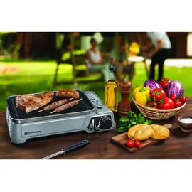 Kemper Smart BBQ tragbarer Gasgrill silber