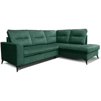 Robin Camel Ecksofa mit Schlaffunktion Bettkasten 5 Abnehmbare Rückenkissen Sofa L-Form Schlafsofa Freistehende Eckcouch Schlafcouch Wohnzimmermö... - Grün