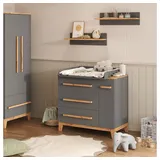 VitaliSpa Wickelkommode Malia, Grau/Artisan, 98 x 98 cm mit Schubladen