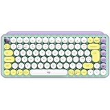 Logitech POP Keys Mechanische kabellose Tastatur mit anpassbaren Emoji-Tasten, Spanisches QWERTY-Layout - Grün/Lila