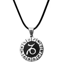 Kette mit Anhänger FIRETTI "Schmuck Geschenk Edelstahl Leder Halsschmuck Halskette Sternzeichen", weiß (silberfarben, schwarz, kristallweiß), Halsketten, Damen, Steinbock, Edelstahl-Leder, L: 80cm B: 2mm, Edelstahl, Leder, Made in Germany - mit Similistein, B:2mm