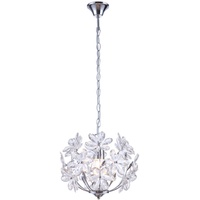 GLOBO Pendelleuchte Hängeleuchte Blätterleuchte Deckenpendel Blumen Design, Acryl, Chrom,