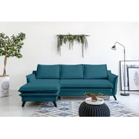 MIUFORM Charming Charlie - Ecksofa mit Bettfunktion und Bettkasten L-FORM LINKS - 228x150cm -  Türkis - Sofa Schlafsofa Couch - Türkis