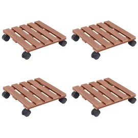 vidaXL Pflanzenroller 4 Stk. Braun 30x30x7,5 cm WPC