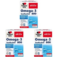 Doppelherz Omega-3 Seefischöl 800 – Mit EPA und DHA sowie Vitamin B1 als Beitrag für die normale Herzfunktion – 120 Kapseln (Packung mit 3)