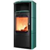 HARK Kaminofen Opera Petrol, 7 kW, Dauerbrand, der Bestseller in neuer exklusiver Optik mit petrolfarbenen Kacheln schwarz