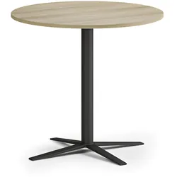 Couchtisch AURA, Durchmesser 80 cm, schwarzes Fußgestell, Eiche natur