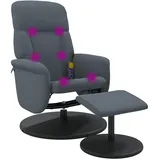 vidaXL Massagesessel mit Fußhocker Dunkelgrau Samt