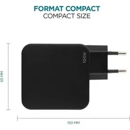 Mobilis Charger 100W 2USB C 1USBA GaN cable 100W Laptop, Smartphone, Tablets Schwarz