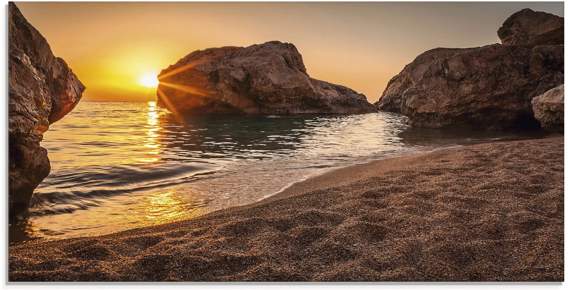 Artland Glasbild »Sonnenuntergang und Strand«, Strand, (1 St.), in verschiedenen Größen Artland naturfarben