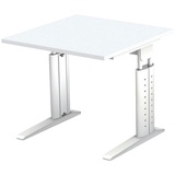 Hammerbacher Ergonomic Plus U-Serie US08/W/W Schreibtisch weiß quadratisch, C-Fuß-Gestell weiß 80,0 x 80,0 cm