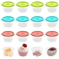 12 Stück Frischhaltedosen mit Deckel Rund, 160 ml Gefrierdosen Klein, Kleine Dosen, Reusable Snack Container, Frischhaltedosen für Mikrowellen Gefrierschrank, Geeignet für Saucen, Dips, Dressings